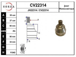 EAI CV22314K jungčių komplektas, kardaninis velenas 
 Ratų pavara -> Sujungimai/komplektas