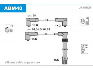 JANMOR ABM40 uždegimo laido komplektas 
 Kibirkšties / kaitinamasis uždegimas -> Uždegimo laidai/jungtys