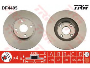 TRW DF4405 stabdžių diskas 
 Stabdžių sistema -> Diskinis stabdys -> Stabdžių diskas
N06Y3325X, N0YY3325X