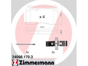 ZIMMERMANN 24098.170.3 stabdžių trinkelių rinkinys, diskinis stabdys 
 Techninės priežiūros dalys -> Papildomas remontas
7L6 698 151 E, 7L6 698 151 G, 8J0 698 151 D