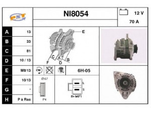 SNRA NI8054 kintamosios srovės generatorius
A2T48292, 23100D4405, 23100D4415
