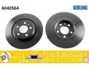 GIRLING 6042564 stabdžių diskas 
 Stabdžių sistema -> Diskinis stabdys -> Stabdžių diskas
4246P4, 4249C0, 9464222687, 9464222687