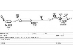 MTS C100646013376 išmetimo sistema 
 Išmetimo sistema -> Išmetimo sistema, visa