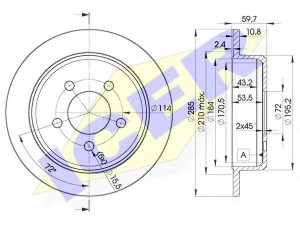 ICER 78BD5116-2 stabdžių diskas 
 Dviratė transporto priemonės -> Stabdžių sistema -> Stabdžių diskai / priedai
52008184, 5208184AB