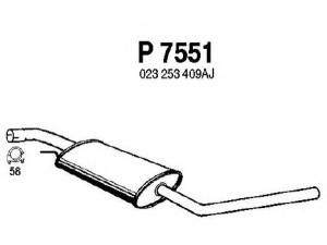 FENNO P7551 vidurinis duslintuvas 
 Išmetimo sistema -> Duslintuvas
023253409AJ