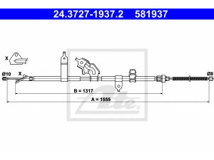 ATE 24.3727-1937.2 trosas, stovėjimo stabdys 
 Stabdžių sistema -> Valdymo svirtys/trosai
46430-0D050, 46430-0D050