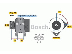 BOSCH 0 124 555 006 kintamosios srovės generatorius 
 Elektros įranga -> Kint. sr. generatorius/dalys -> Kintamosios srovės generatorius
138 7388, 1400520, AELD 074, D27 6002