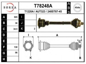 EAI T78248A kardaninis velenas 
 Ratų pavara -> Kardaninis velenas
4D0407272E, 4D0407272L