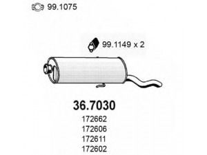 ASSO 36.7030 galinis duslintuvas 
 Išmetimo sistema -> Duslintuvas
172602, 172606, 172611, 172635
