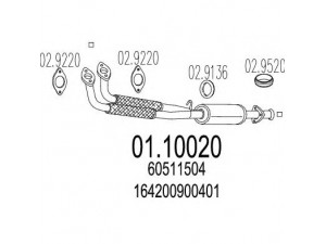 MTS 01.10020 išleidimo kolektorius 
 Išmetimo sistema -> Išmetimo vamzdžiai
164200900401, 60511504