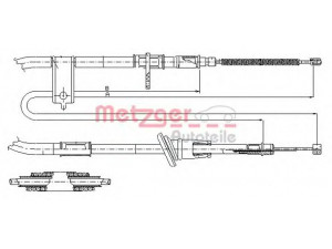 METZGER 17.2512 trosas, stovėjimo stabdys 
 Stabdžių sistema -> Valdymo svirtys/trosai
5977022100, 5977022110