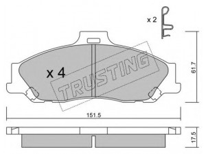 TRUSTING 495.0 stabdžių trinkelių rinkinys, diskinis stabdys 
 Techninės priežiūros dalys -> Papildomas remontas
2M3420014EA, 2M342001EA, 2M342001FA