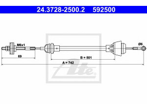 ATE 24.3728-2500.2 sankabos trosas 
 Dviratė transporto priemonės -> Kabeliai ir tachometro velenaai -> Sankabos trosas
008 039 256, 6U0 721 335, 6U0 721 335
