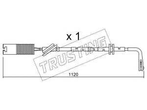 TRUSTING SU.124 įspėjimo kontaktas, stabdžių trinkelių susidėvėjimas 
 Stabdžių sistema -> Susidėvėjimo indikatorius, stabdžių trinkelės
SOM100030