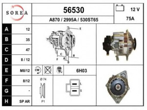 EAI 56530 kintamosios srovės generatorius 
 Elektros įranga -> Kint. sr. generatorius/dalys -> Kintamosios srovės generatorius
A3T08183, MD1160671