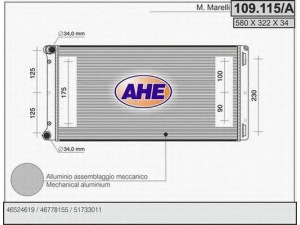 AHE 109.115/A radiatorius, variklio aušinimas 
 Aušinimo sistema -> Radiatorius/alyvos aušintuvas -> Radiatorius/dalys
51733011