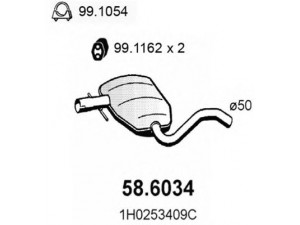 ASSO 58.6034 vidurinis duslintuvas 
 Išmetimo sistema -> Duslintuvas
1H0253409C, 1H0253409J, 1H0253409M