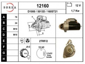 EAI 12160 starteris 
 Elektros įranga -> Starterio sistema -> Starteris
12417525293, 12417536690