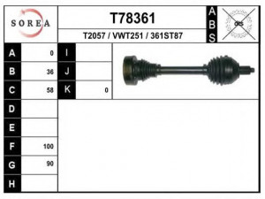 EAI T78361 kardaninis velenas
6R0407761K, 6R0407761KX