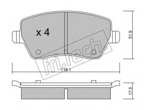 fri.tech. 501.0 stabdžių trinkelių rinkinys, diskinis stabdys 
 Techninės priežiūros dalys -> Papildomas remontas
41060-AX601, 41060-AX625, D1060-AX60A