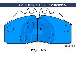 GALFER B1.G102-0915.2 stabdžių trinkelių rinkinys, diskinis stabdys
2996518