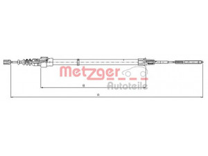 METZGER 10.7406 trosas, stovėjimo stabdys 
 Stabdžių sistema -> Valdymo svirtys/trosai
1H0 609 721E
