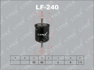 LYNXauto LF-240 kuro filtras
8-94125-784-0, 16400-F5100, 16400-V2700