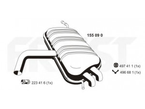 ERNST 155090 galinis duslintuvas 
 Išmetimo sistema -> Duslintuvas
1T0 253 609 C, 1T0 253 609 D