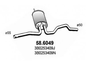 ASSO 58.6049 vidurinis duslintuvas 
 Išmetimo sistema -> Duslintuvas
3B0253409J, 3B0253409N