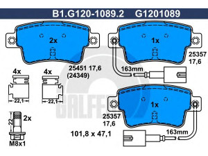 GALFER B1.G120-1089.2 stabdžių trinkelių rinkinys, diskinis stabdys 
 Techninės priežiūros dalys -> Papildomas remontas
77365464, 77365886
