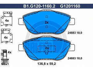 GALFER B1.G120-1160.2 stabdžių trinkelių rinkinys, diskinis stabdys 
 Techninės priežiūros dalys -> Papildomas remontas
16 070 831 80, 16 118 378 80, 4254 31