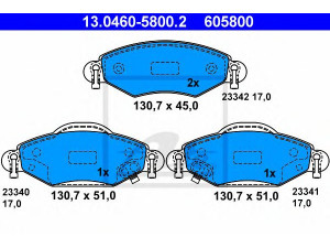 ATE 13.0460-5800.2 stabdžių trinkelių rinkinys, diskinis stabdys 
 Techninės priežiūros dalys -> Papildomas remontas
04465-0D010, 04465-0D040