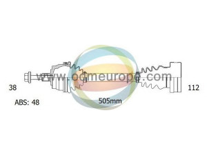 ODM-MULTIPARTS 18-213091 kardaninis velenas 
 Ratų pavara -> Kardaninis velenas
1125046, 1449540, 6M213B437AA, 7M3407271G