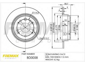 FREMAX BD-0058 stabdžių diskas 
 Stabdžių sistema -> Diskinis stabdys -> Stabdžių diskas
42510-S9A-N00, 42510-SCA-E00