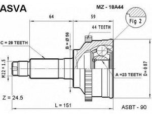 ASVA MZ-18A44 jungčių komplektas, kardaninis velenas 
 Ratų pavara -> Sujungimai/komplektas
G037-22-510, G037-25-50X, G037-25-60X