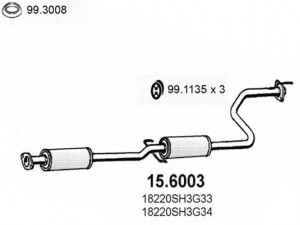 ASSO 15.6003 vidurinis duslintuvas 
 Išmetimo sistema -> Duslintuvas
18220SH3G33, 18220SH3G34, 18220SH4G24