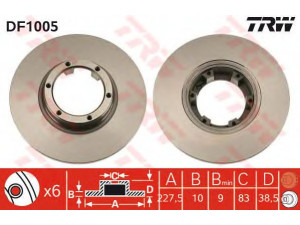 TRW DF1005 stabdžių diskas 
 Stabdžių sistema -> Diskinis stabdys -> Stabdžių diskas
7700502515, 7701466540, 2677502515