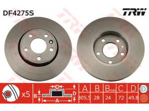 TRW DF4275S stabdžių diskas 
 Stabdžių sistema -> Diskinis stabdys -> Stabdžių diskas
4020600QAE, 4020600QAF, 4020600QAG