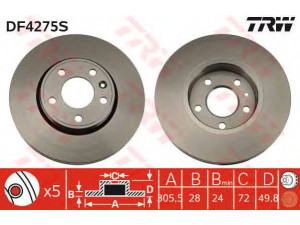 TRW DF4275S stabdžių diskas 
 Dviratė transporto priemonės -> Stabdžių sistema -> Stabdžių diskai / priedai
4020600QAE, 4020600QAF, 4020600QAG