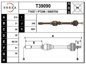 EAI T39090 kardaninis velenas 
 Ratų pavara -> Kardaninis velenas
32739N, 32739P
