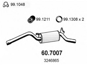 ASSO 60.7007 galinis duslintuvas 
 Išmetimo sistema -> Duslintuvas
3246859, 3246865