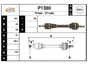 SNRA P1380 kardaninis velenas 
 Ratų pavara -> Kardaninis velenas
32725P, 32726P