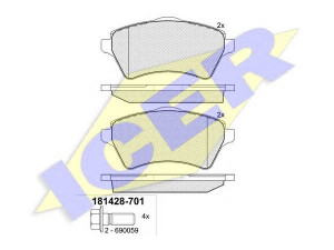 ICER 181428-701 stabdžių trinkelių rinkinys, diskinis stabdys 
 Techninės priežiūros dalys -> Papildomas remontas
LR-021899, SFP000010, SFP000020