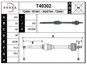EAI T49302 kardaninis velenas 
 Ratų pavara -> Kardaninis velenas
8200768656