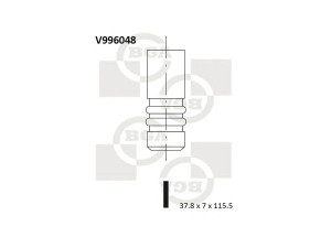 BGA V996048 išleidimo vožtuvas 
 Variklis -> Variklio uždegimo laiko reguliavimo kontrolė -> Vožtuvų eilė -> Vožtuvai/dalys
949.9, 96267448
