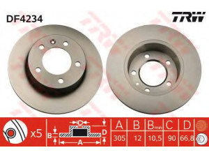 TRW DF4234 stabdžių diskas 
 Dviratė transporto priemonės -> Stabdžių sistema -> Stabdžių diskai / priedai
4320600QAA, 7700314107, 4403045