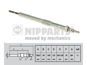 NIPPARTS J5710402 kaitinimo žvakė 
 Kibirkšties / kaitinamasis uždegimas -> Kaitinimo kaištis
66415-90001