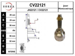 EAI CV22121K jungčių komplektas, kardaninis velenas 
 Ratų pavara -> Sujungimai/komplektas
MA-09-02