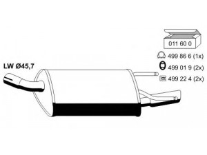ERNST 011112 galinis duslintuvas 
 Išmetimo sistema -> Duslintuvas
58 52 858, 58 52 959, 90531321