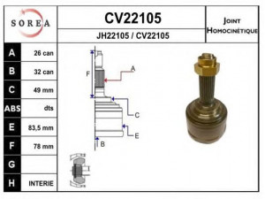 EAI CV22105K jungčių komplektas, kardaninis velenas 
 Ratų pavara -> Sujungimai/komplektas
HA-05-02